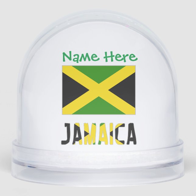 Jamaica Jamaican Flag Green Personalized  Snow Globe (Front)