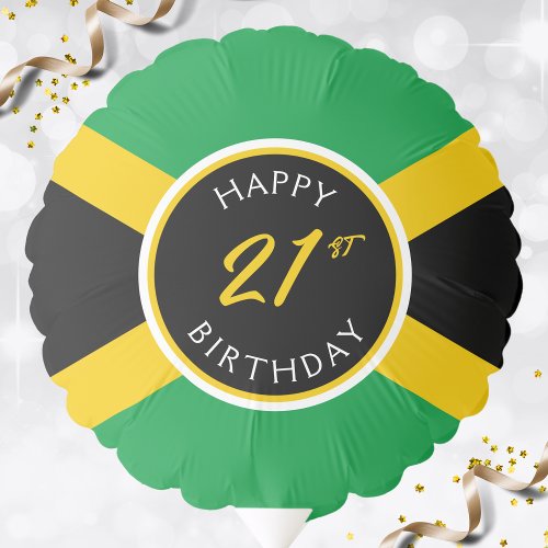 Jamaica Jamaican Flag Happy 21st Birthday Party Balloon