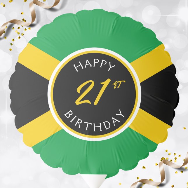 Jamaica Jamaican Flag Happy 21st Birthday Party Balloon (Jamaica Jamaican flag happy 21st birthday balloon)