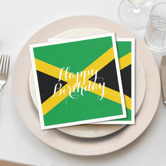 Jamaica Jamaican Flag Happy Birthday Party Napkins (Jamaica Jamaican flag happy birthday napkins)