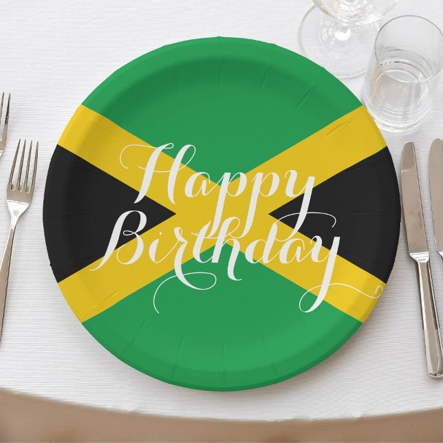 Jamaica Jamaican Flag Happy Birthday Party Paper Plates (jamaica jamaican flag happy birthday paper plates)