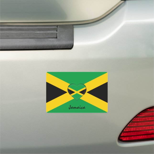 Jamaica & Jamaican Flag Heart /car travel Car Magnet (In Situ)