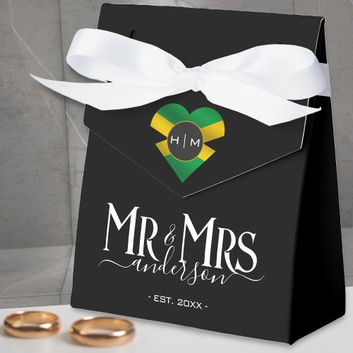 Jamaica Jamaican Flag Heart Cute Newlywed Wedding Favor Boxes