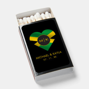 Jamaica Jamaican Flag Heart Monogram Wedding Matchboxes