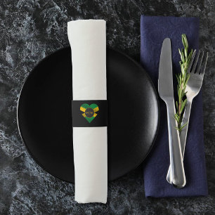 Jamaica Jamaican Flag Heart Monogram Wedding Napkin Bands