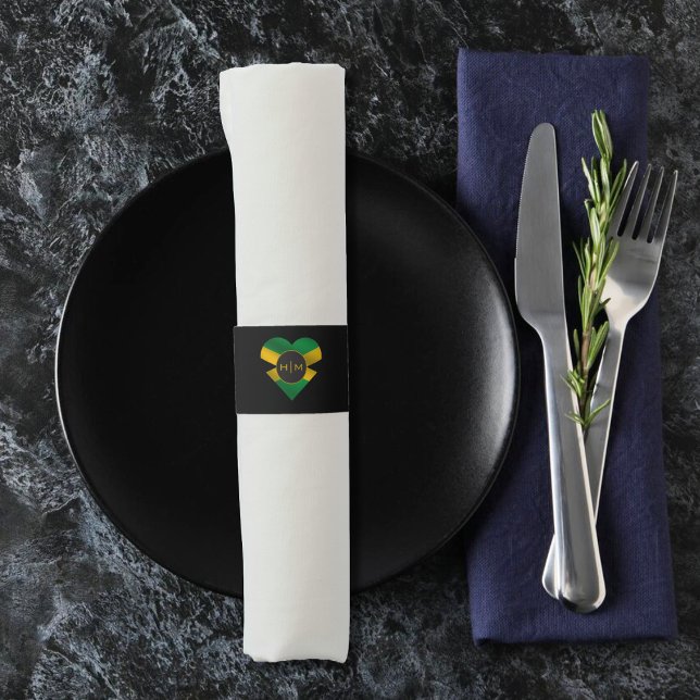 Jamaica Jamaican Flag Heart Monogram Wedding Napkin Bands (Jamaica Jamaican Flag Heart Monogram Wedding Napkin Bands)
