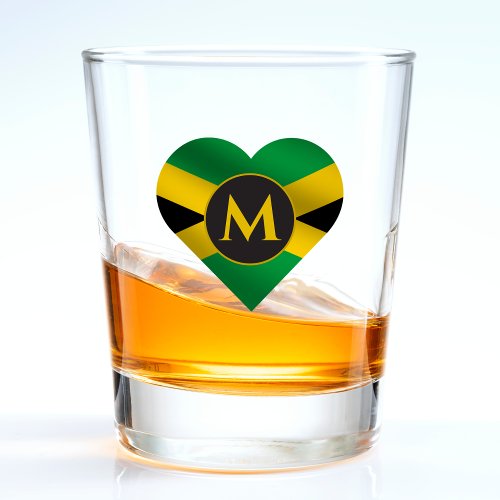 Jamaica Jamaican Flag Heart Name Monogram Initial Shot Glass
