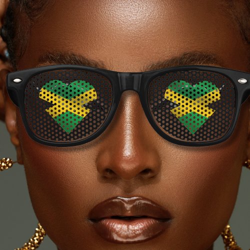 Jamaica Jamaican Flag Heart Retro Sunglasses