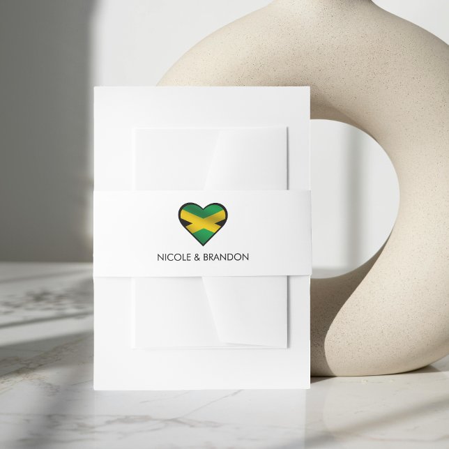 Jamaica Jamaican Flag Heart Wedding Invitation Belly Band (Jamaica Jamaican Flag Heart Wedding Invitation Belly Band)