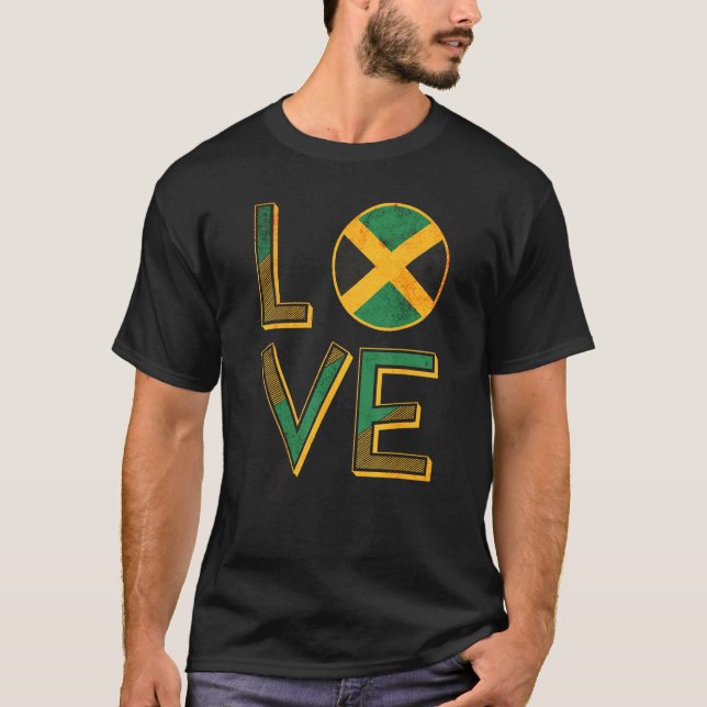 Jamaica Jamaican Flag Love Fan T-Shirt (Front)