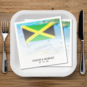 Jamaica Jamaican Flag Map Wedding Napkins