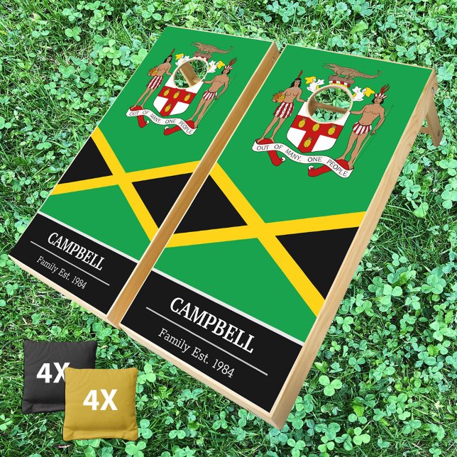 Jamaica & Jamaican Flag patriotic / Family fun Cornhole Set (Creator Uploaded)