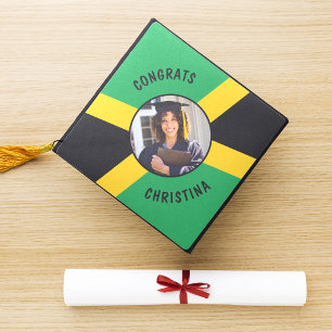 Jamaica Jamaican Flag Photo Grad Congratulations Graduation Cap Topper