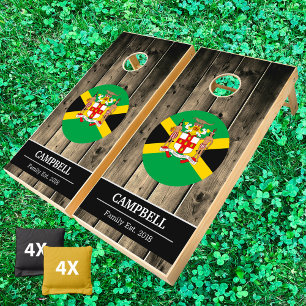 Jamaica & Jamaican Flag Rustic Wood / Family fun Cornhole Set