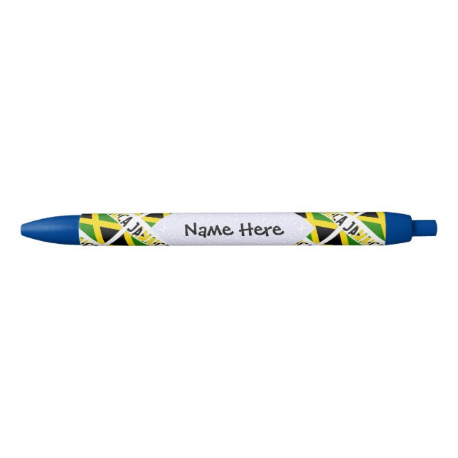 Jamaica Jamaican Flag Tiled Black Personalization  Pen (Front)