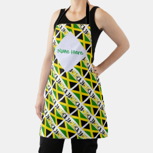 Jamaica Jamaican Flag Tiled Green Personalization Apron