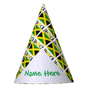 Jamaica Jamaican Flag Tiled Green Personalization Party Hat