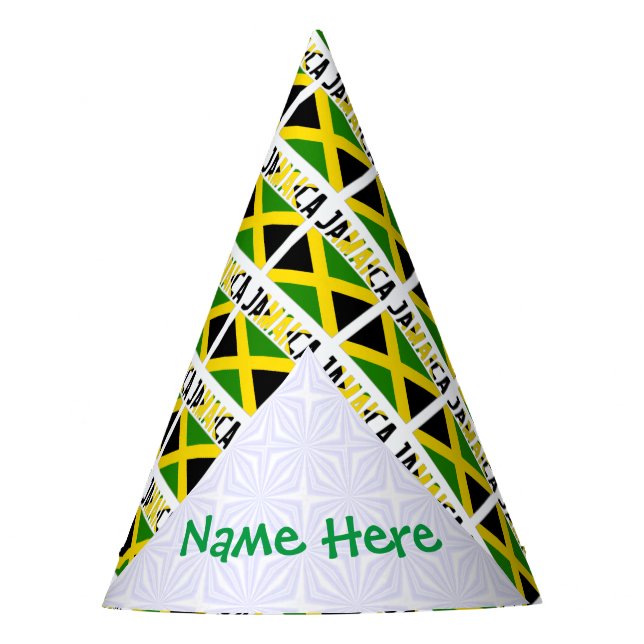 Jamaica Jamaican Flag Tiled Green Personalization Party Hat (Front)