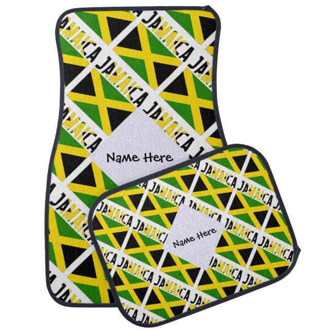 Jamaica Jamaican Flag Tiled Personalized  Car Floor Mat (Set)
