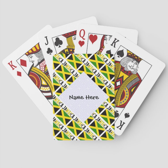 Jamaica Jamaican Flag Tiled Personalized Name  Poker Cards (Back)