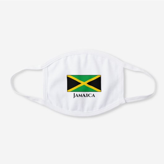 Jamaica (Jamaican) Flag  White Cotton Face Mask (Front)