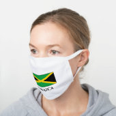 Jamaica (Jamaican) Flag  White Cotton Face Mask (Angled)
