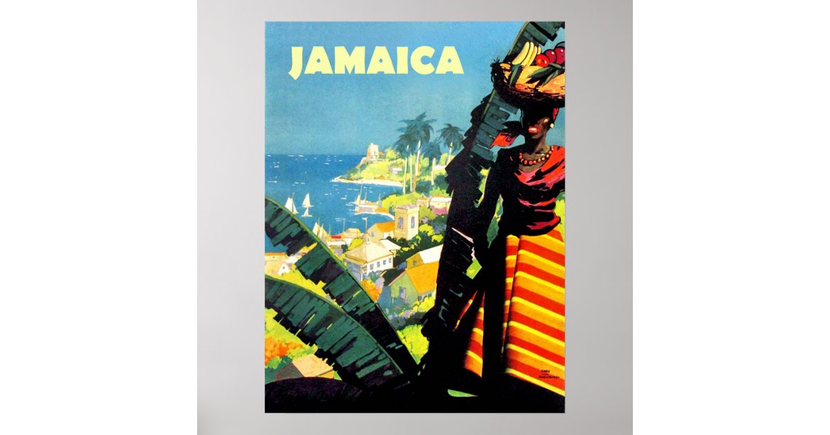Jamaica, Jamaican woman with fruit basket on head Poster ...
