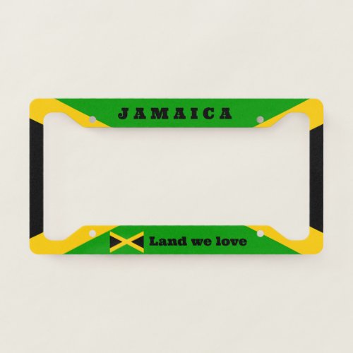 Jamaica Land We Love Flag  License Plate Frame