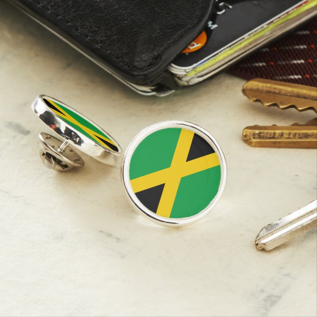 Jamaica Lapel Pin, Jamaican Flag Pin (In Situ)