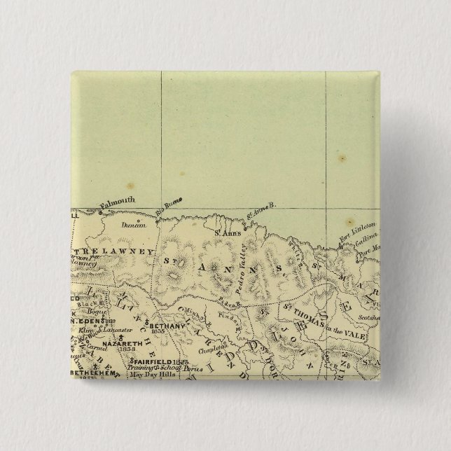 Jamaica Lithographed Map Pinback Button (Front)