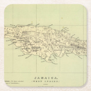 Jamaica Lithographed Map Square Paper Coaster