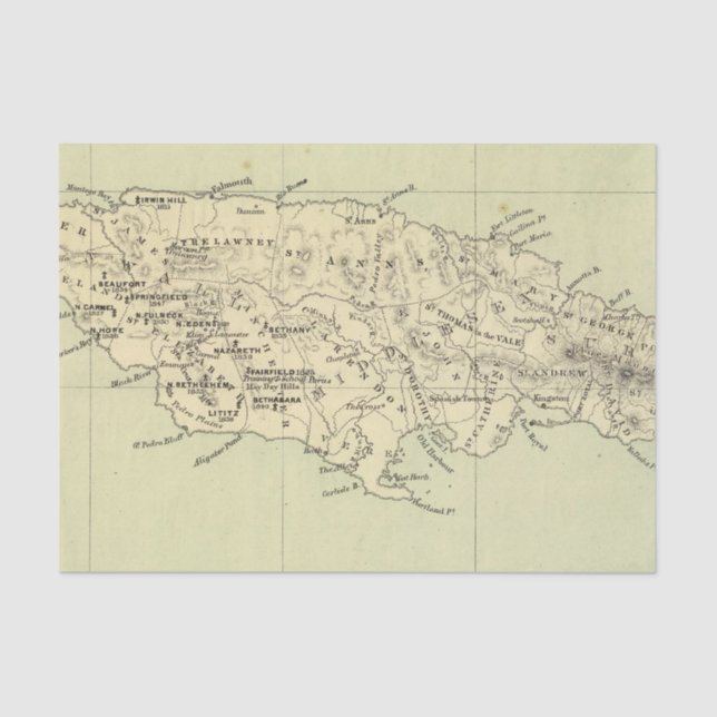 Jamaica Lithographed Map Tissue Paper (Front)