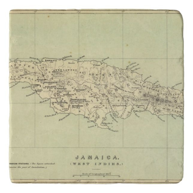 Jamaica Lithographed Map Trivet (Front)