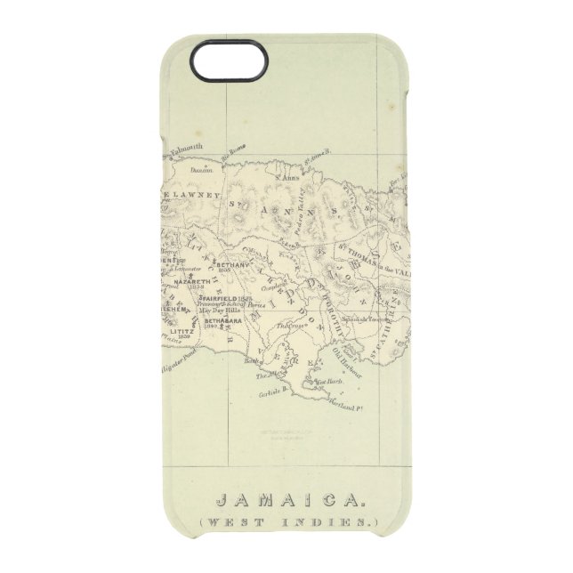 Jamaica Lithographed Map Uncommon iPhone Case (Back)