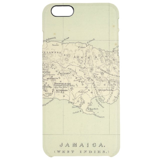 Jamaica Lithographed Map Uncommon iPhone Case (Back)