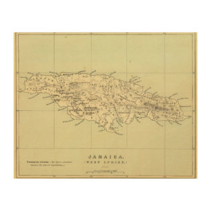Jamaica Lithographed Map Wood Wall Art