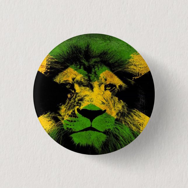 Jamaica Love Lion Rastafari Reggae Rasta Button (Front)