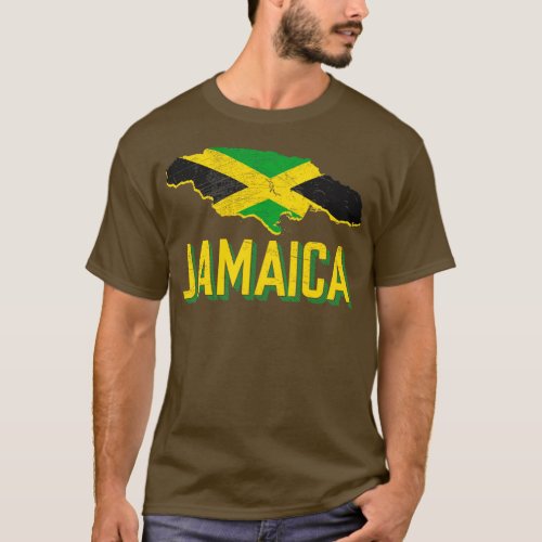 Jamaica Map Jamaican Flag T_Shirt