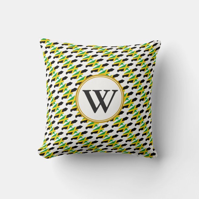 JAMAICA MAP Monogram Throw Pillow (Front)
