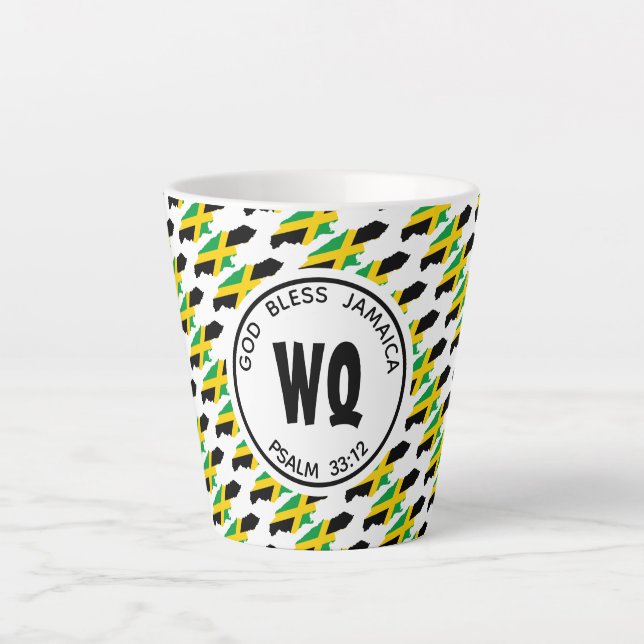 JAMAICA MAP Patriotic Customizable Jamaican Latte Mug (Front)