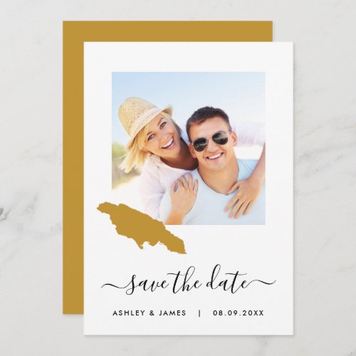 Jamaica Map Photo Wedding Save the Date Card