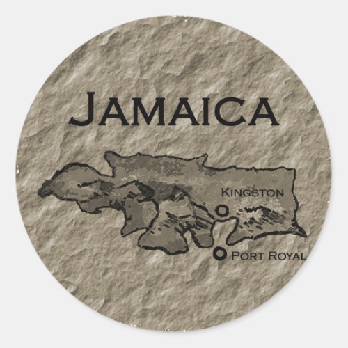 Jamaica Map vintage Classic Round Sticker
