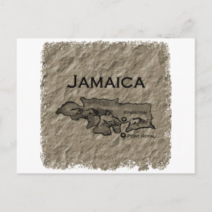 Jamaica Map (vintage) Postcard