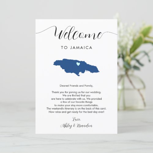 Jamaica Map Wedding Welcome Itinerary  Letter