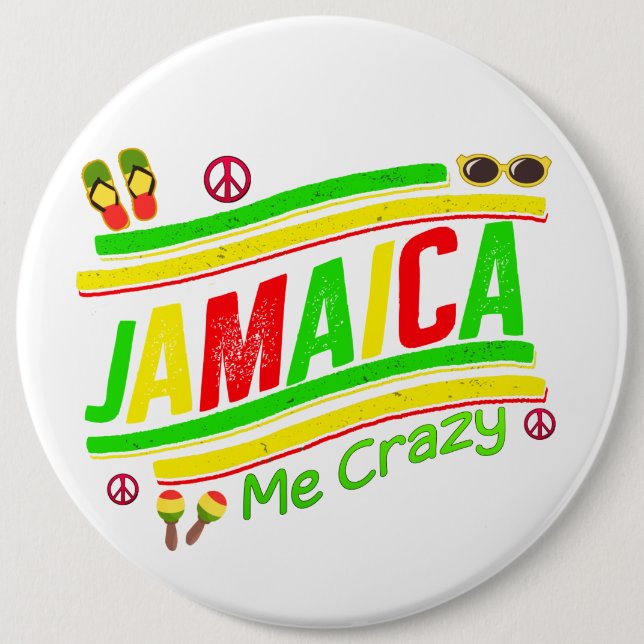 Jamaica Me Crazy Cruise Vacation Group Matching Button (Front)