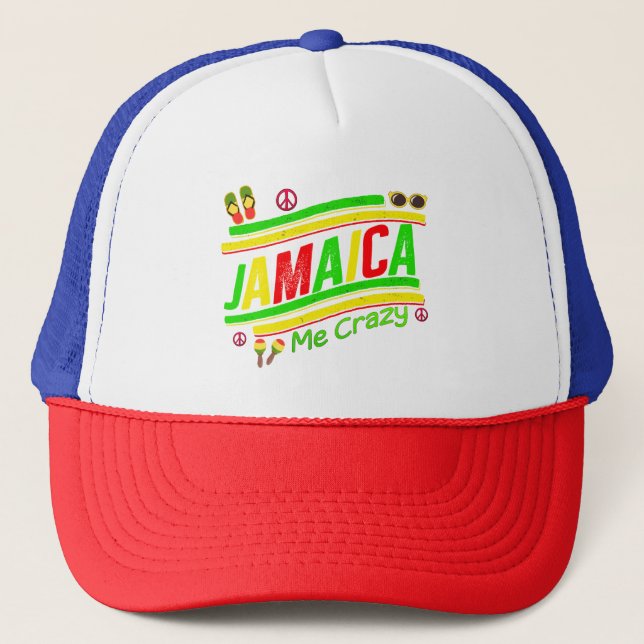 Jamaica Me Crazy Cruise Vacation Group Matching  Trucker Hat (Front)