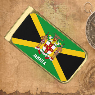 Jamaica money clip, patriotic, Jamaican Flag Gold Finish Money Clip