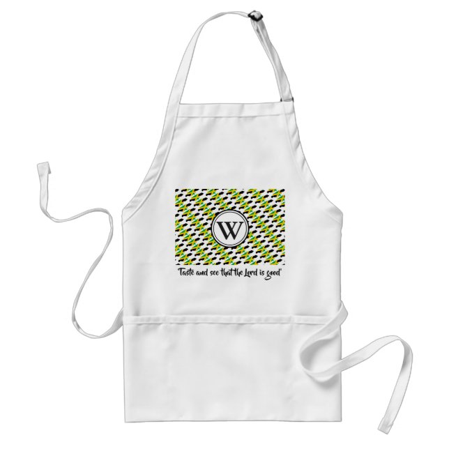 JAMAICA Monogram Taste and See Bible Scripture Adult Apron (Front)