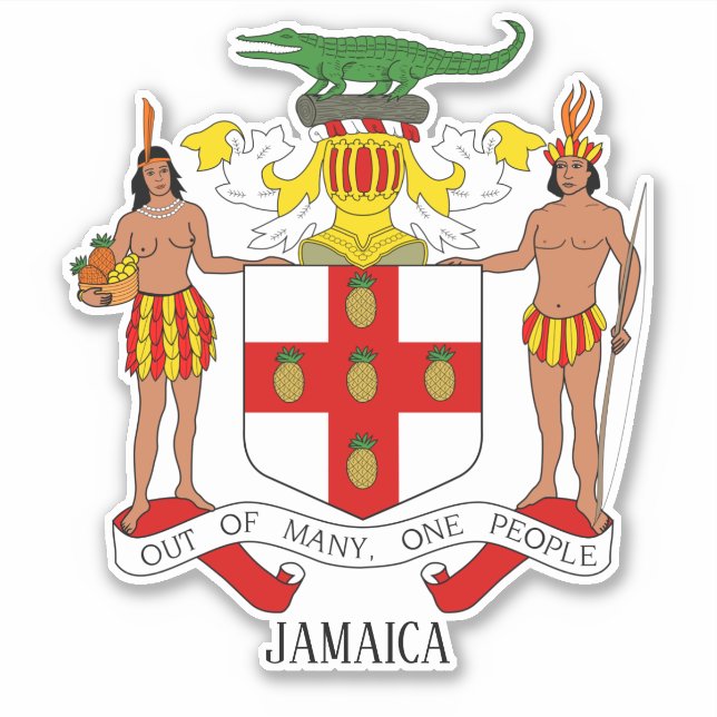Jamaica National Coat Of Arms Patriotic Sticker (Front)