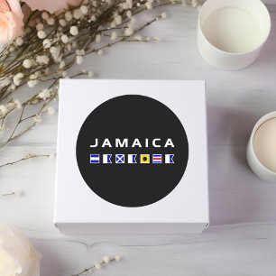 Jamaica Nautical Maritime Sailing Flags Dark Color Classic Round Sticker